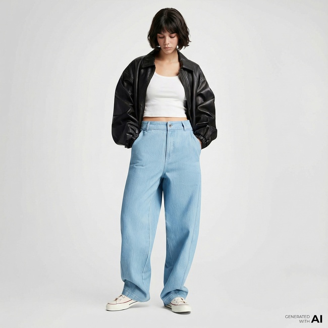  Converse Woven Denim Barrel Kadın Mavi Pantolon