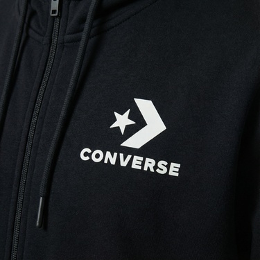  Converse Star Chevron Baskılı Regular Fit Erkek Siyah Hoodie
