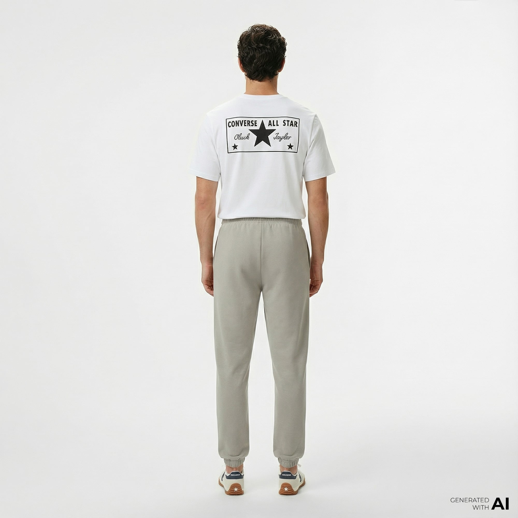  Converse Star Chevron Baskılı Erkek Oversize Fit Gri Eşofman Altı