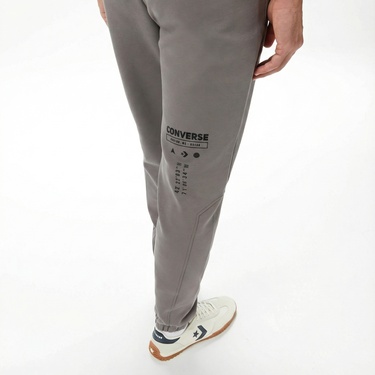  Converse Star Chevron Baskılı Erkek Oversize Fit Gri Eşofman Altı