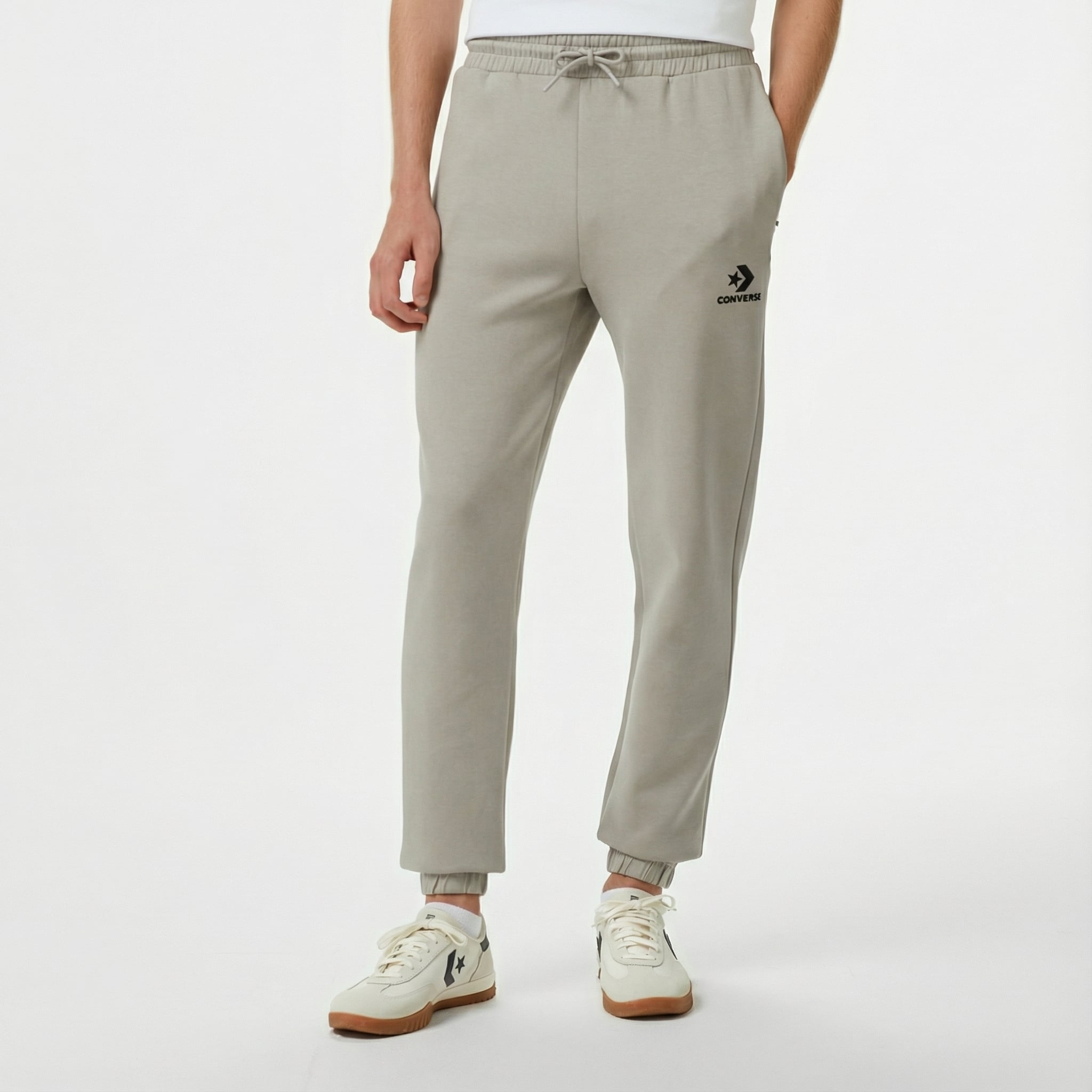  Converse Star Chevron Baskılı Erkek Oversize Fit Gri Eşofman Altı