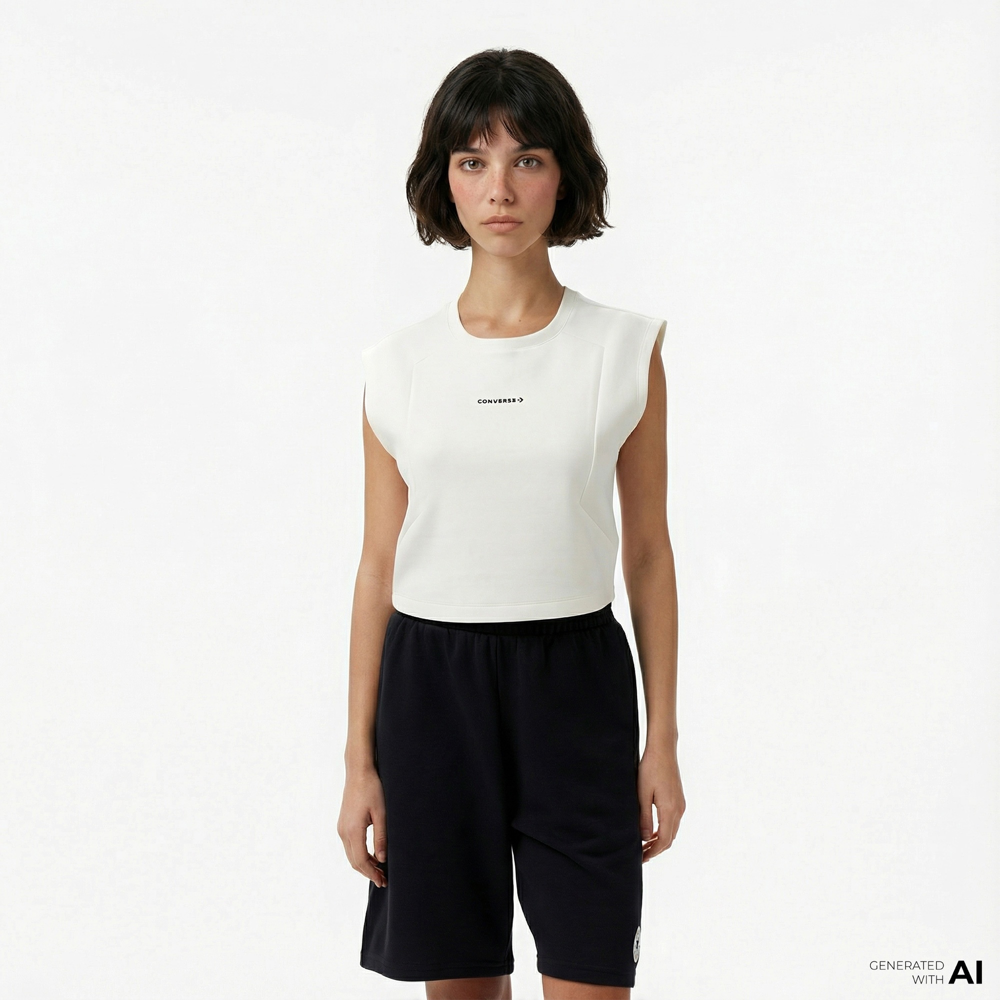 Converse Star Chevron Baskılı Kadın Beyaz T-Shirt