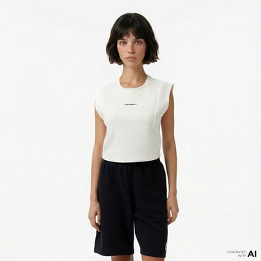  Converse Star Chevron Baskılı Kadın Beyaz T-Shirt