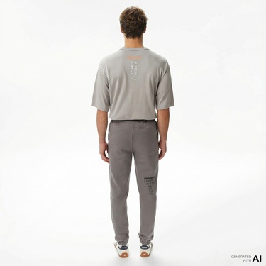  Converse Star Chevron Baskılı Erkek Oversize Fit Gri Eşofman Altı