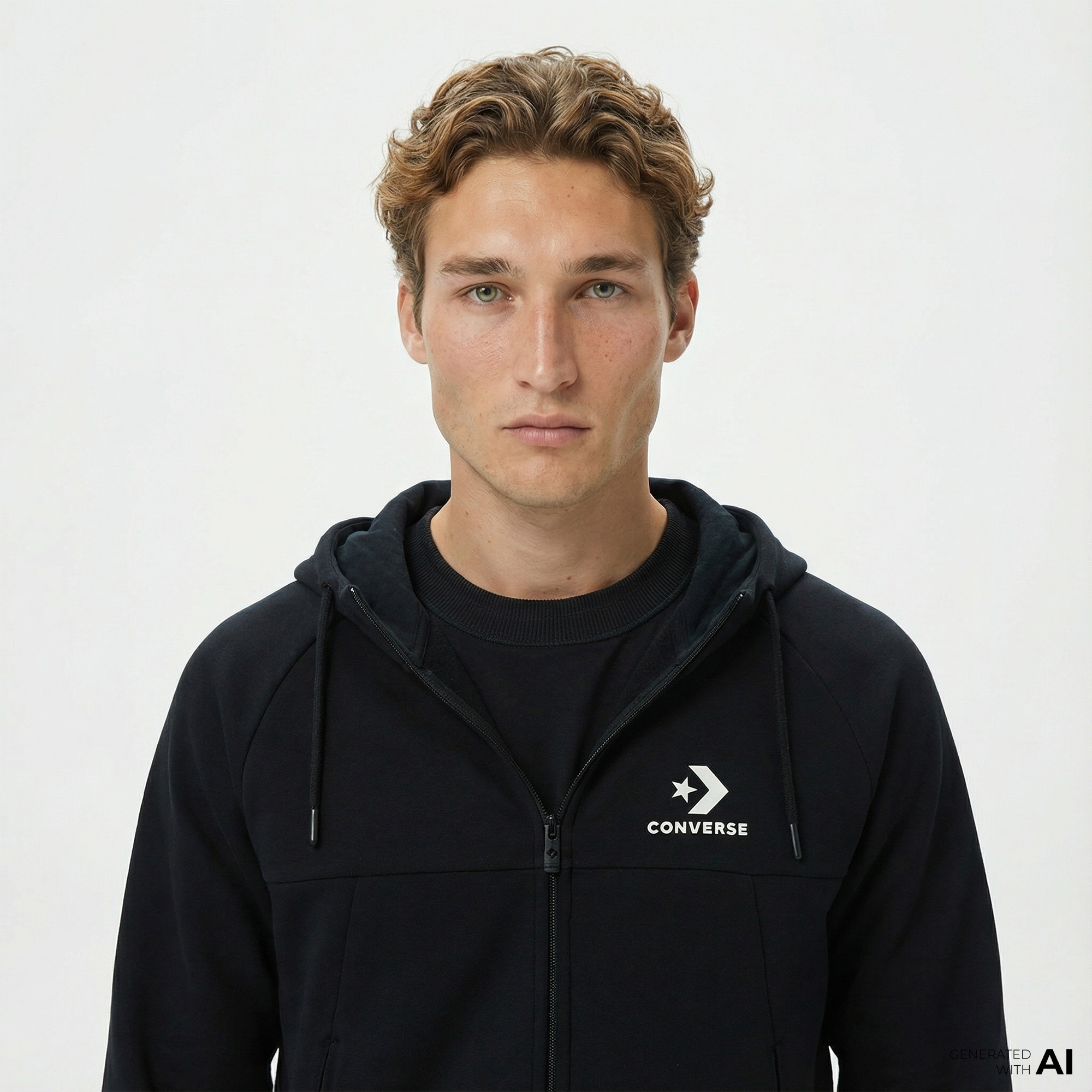 Converse Star Chevron Baskılı Regular Fit Erkek Siyah Hoodie