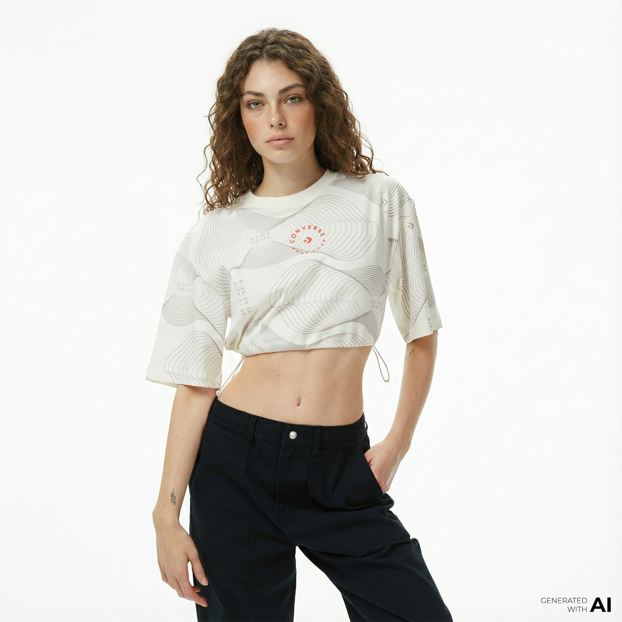  Converse Star Chevron Baskılı Kadın Beyaz T-Shirt