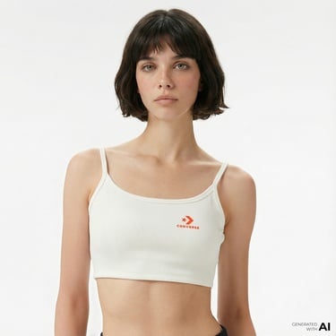  Converse Star Chevron Baskılı Kadın Beyaz T-Shirt