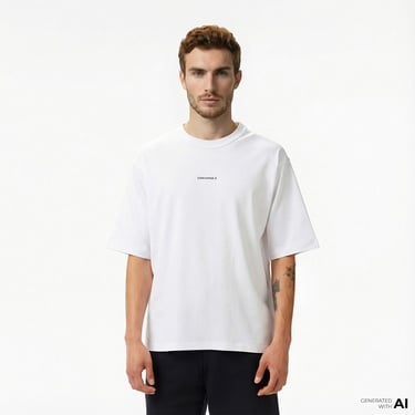  Converse Star Chevron Baskılı Oversize Fit Erkek Beyaz T-Shirt