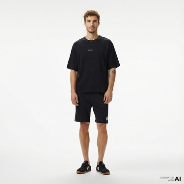  Converse Star Chevron Baskılı Oversize Fit Erkek Siyah T-Shirt