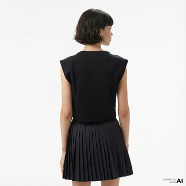  Converse Star Chevron Baskılı Kadın Siyah T-Shirt