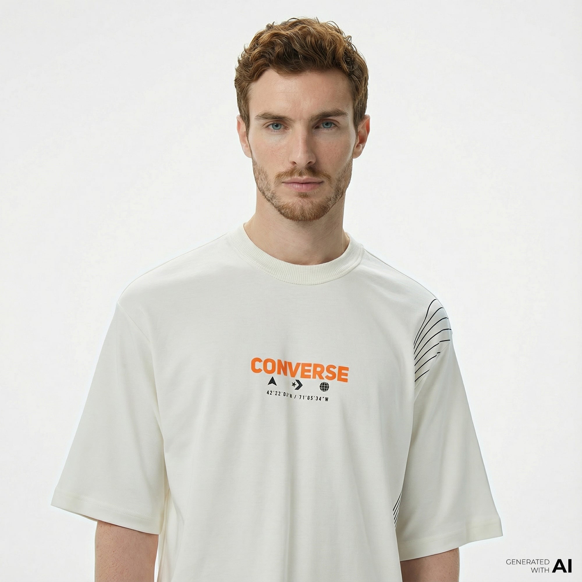 Converse Star Chevron Baskılı Oversize Fit Erkek Beyaz T-Shirt