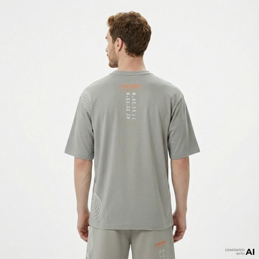  Converse Star Chevron Baskılı Oversize Fit Erkek Gri T-Shirt