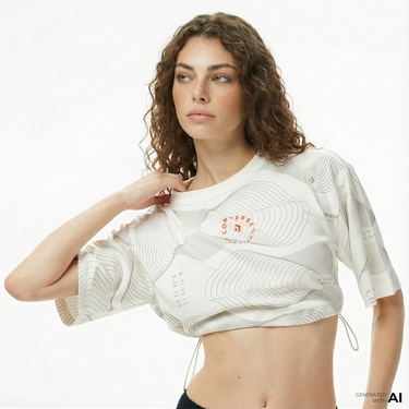  Converse Star Chevron Baskılı Kadın Beyaz T-Shirt