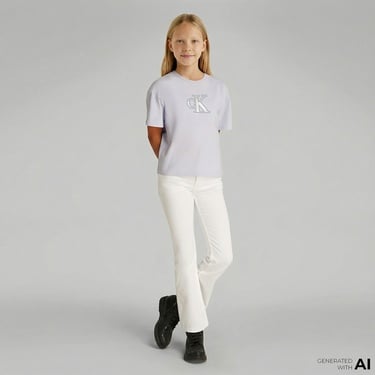  Calvin Klein Metallic Çocuk Lila T-Shirt