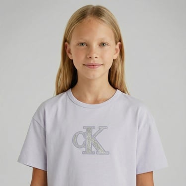  Calvin Klein Metallic Çocuk Lila T-Shirt
