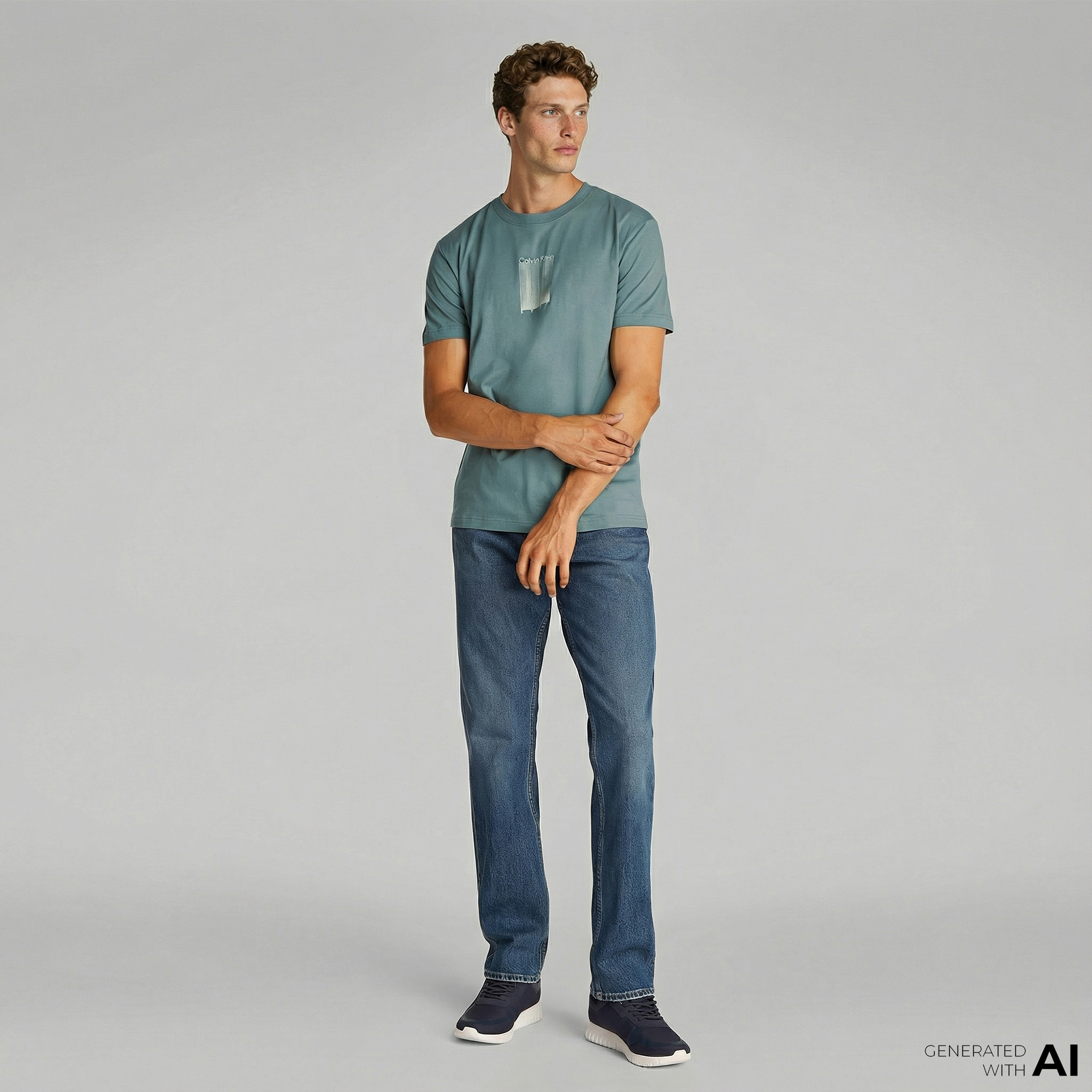  Calvin Klein Erkek Mavi T-Shirt