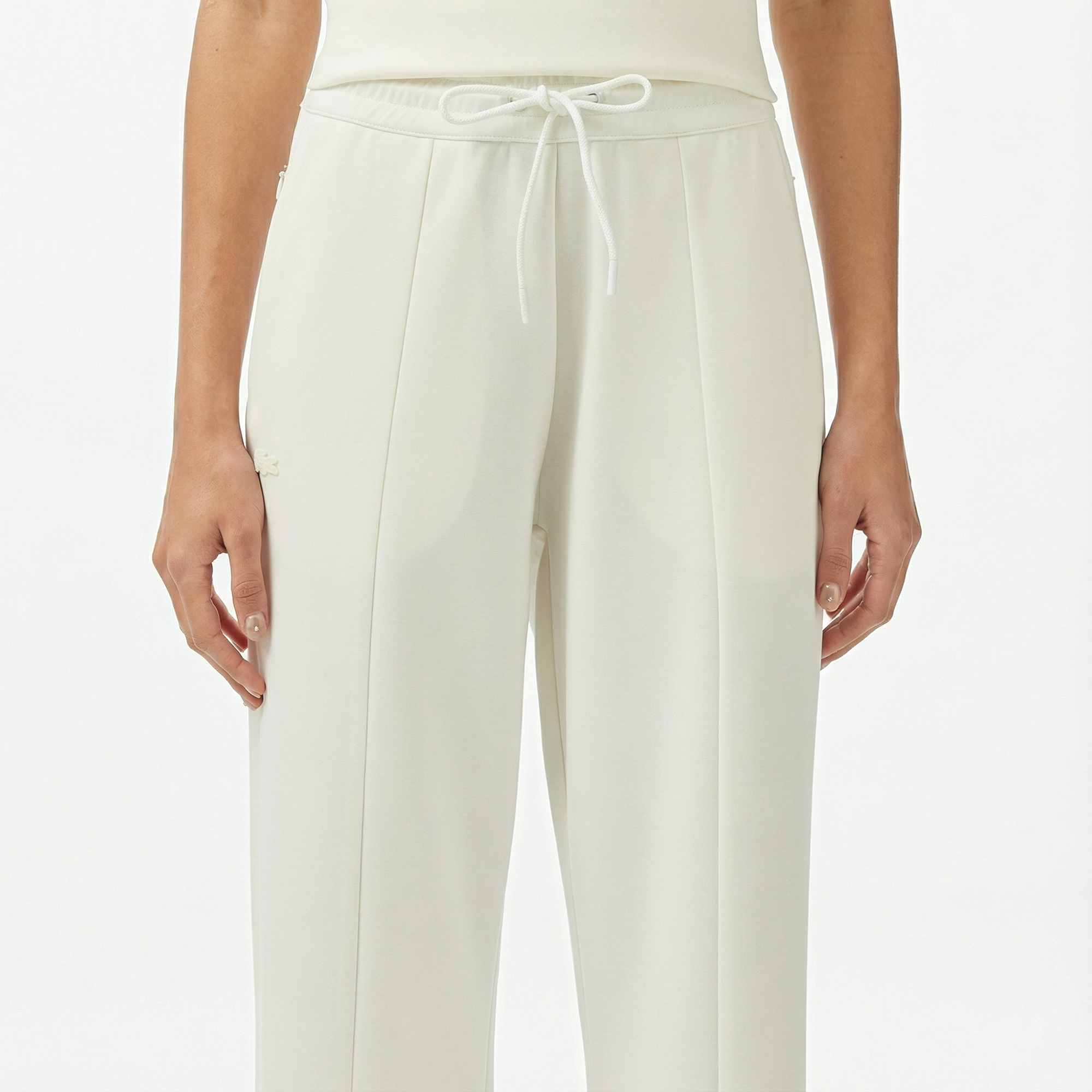  Lacoste Kadın Loose Fit Beyaz Eşofman Altı