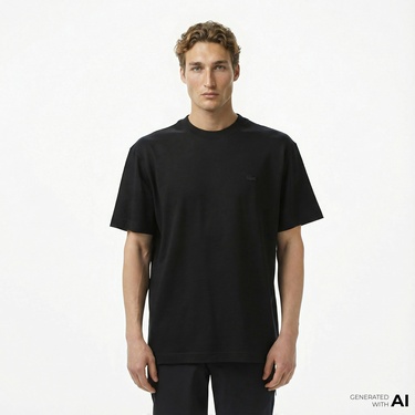  Lacoste Erkek Relaxed Fit Bisiklet Yaka Siyah T-Shirt