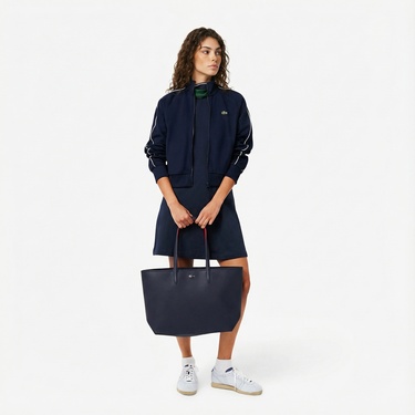  Lacoste Kadın Regular Fit Kısa Kollu Bisiklet Yaka Lacivert Elbise