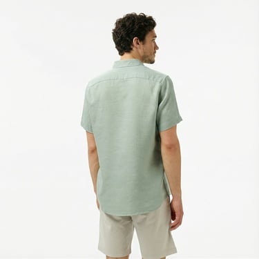  Nautica Erkek Haki Classic Fit Keten Gömlek