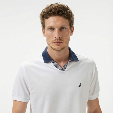 Nautica Erkek Beyaz Classic Fit Polo Yaka T-Shirt