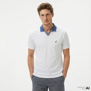  Nautica Erkek Beyaz Classic Fit Polo Yaka T-Shirt