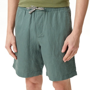  Nautica Erkek Yeşil Classic Fit Keten Bermuda