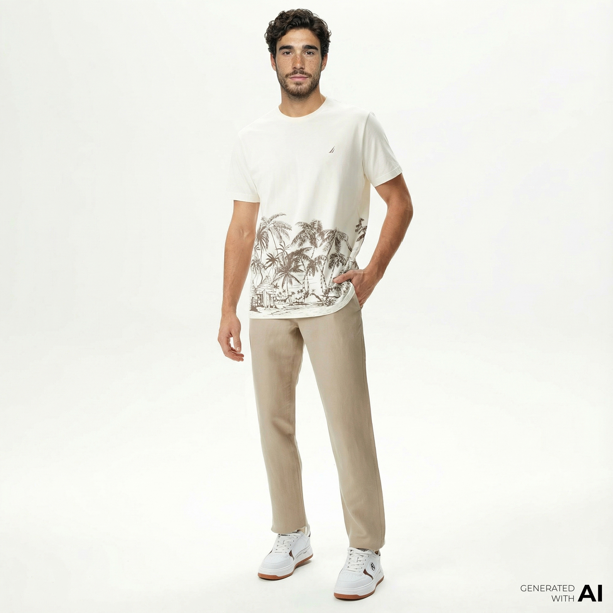  Nautica Erkek Bej Classic Fit Pantolon