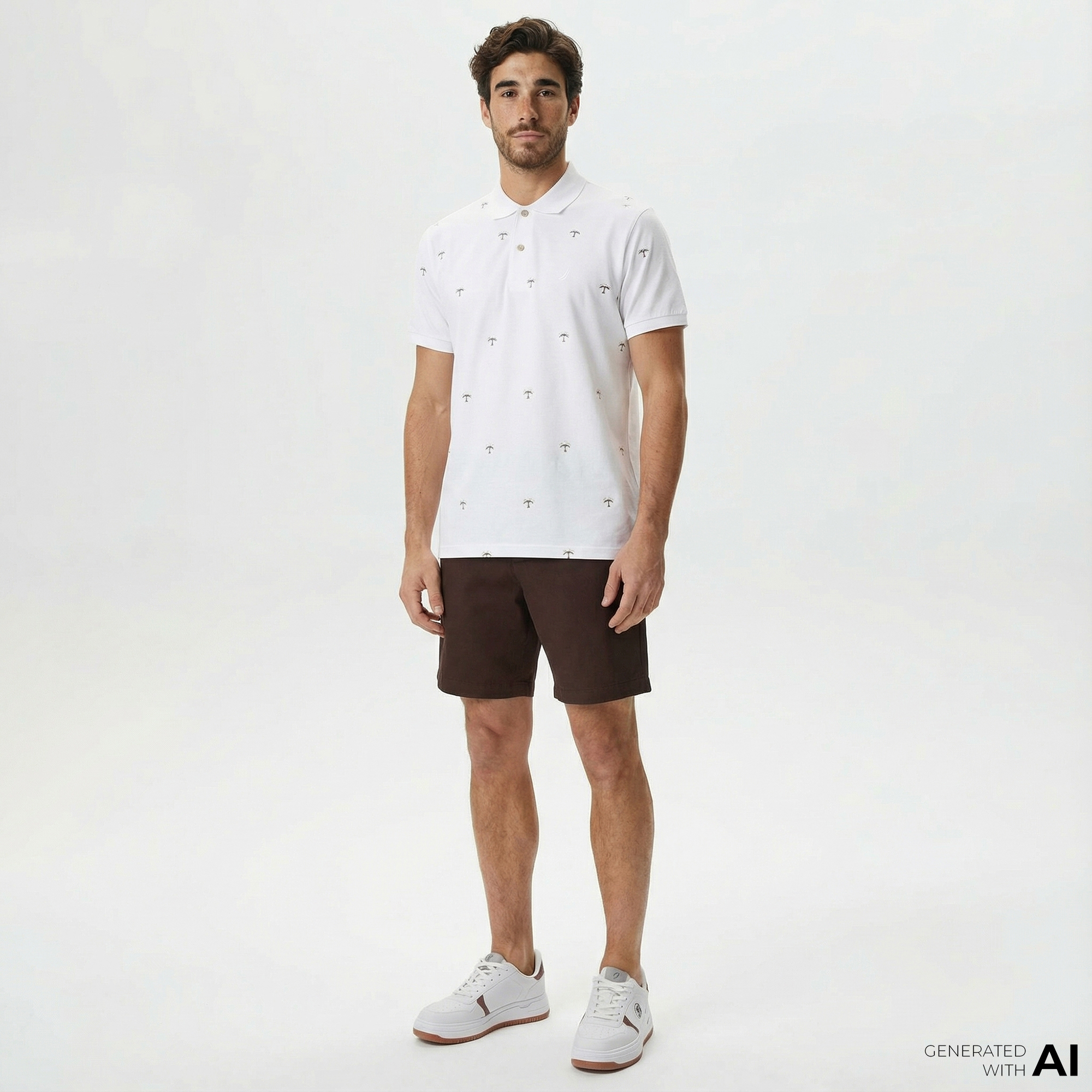  Nautica Erkek Kahverengi Classic Fit Keten Bermuda