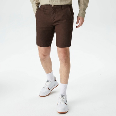  Nautica Erkek Kahverengi Slim Fit Keten Bermuda