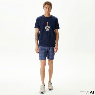  Nautica Erkek Lacivert Keten Bermuda