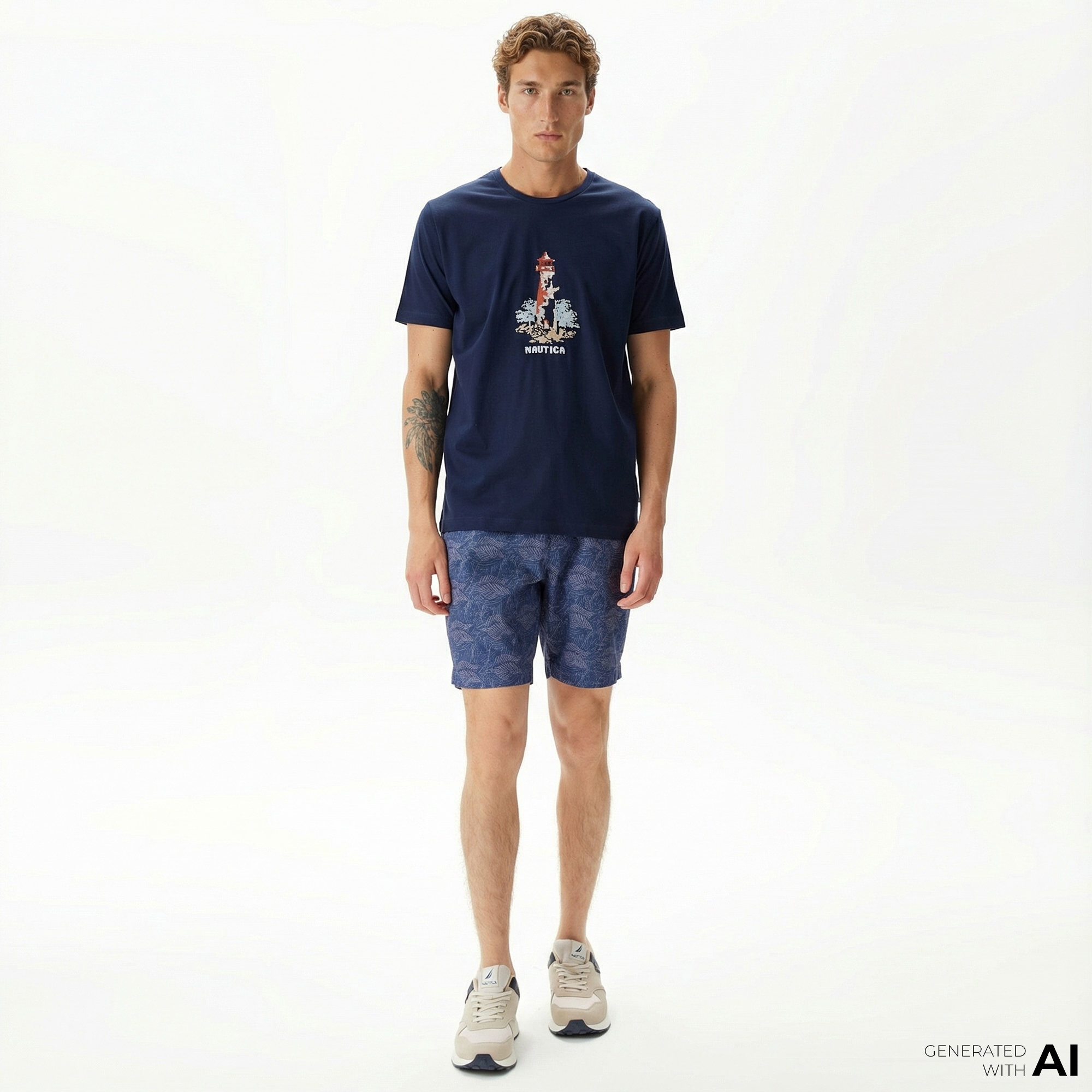  Nautica Erkek Lacivert Keten Bermuda