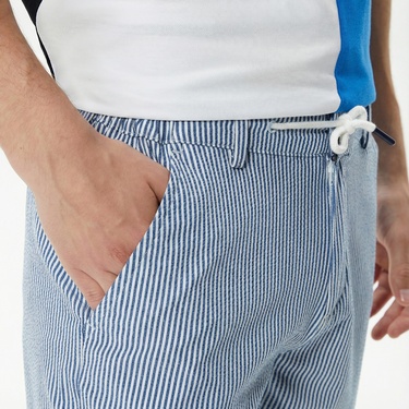  Nautica Erkek Mavi Çizgili Bermuda