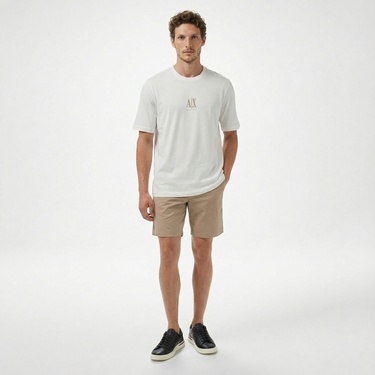  Armani Exchange Erkek Beyaz Bisiklet Yaka T-Shirt