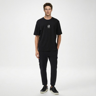  Armani Exchange Erkek Siyah Bisiklet Yaka T-Shirt