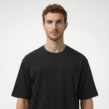  Armani Exchange Erkek Siyah Bisiklet Yaka T-Shirt