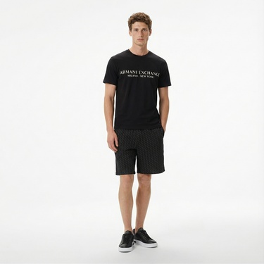  Armani Exchange Erkek Siyah Bisiklet Yaka T-Shirt