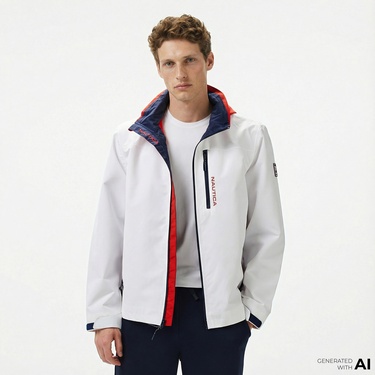  Nautica Erkek Beyaz Regular Fit Dik Yaka Mont
