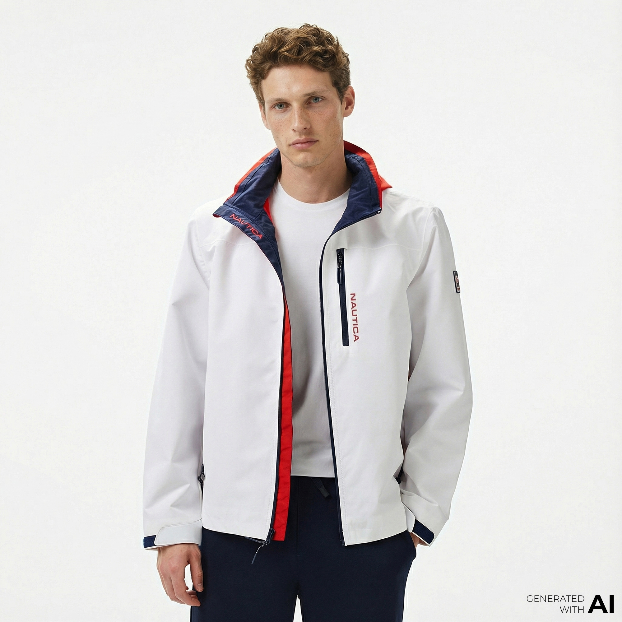  Nautica Erkek Beyaz Regular Fit Dik Yaka Mont