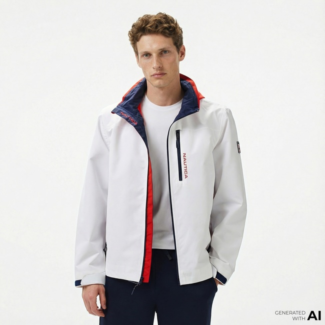  Nautica Erkek Beyaz Regular Fit Dik Yaka Mont