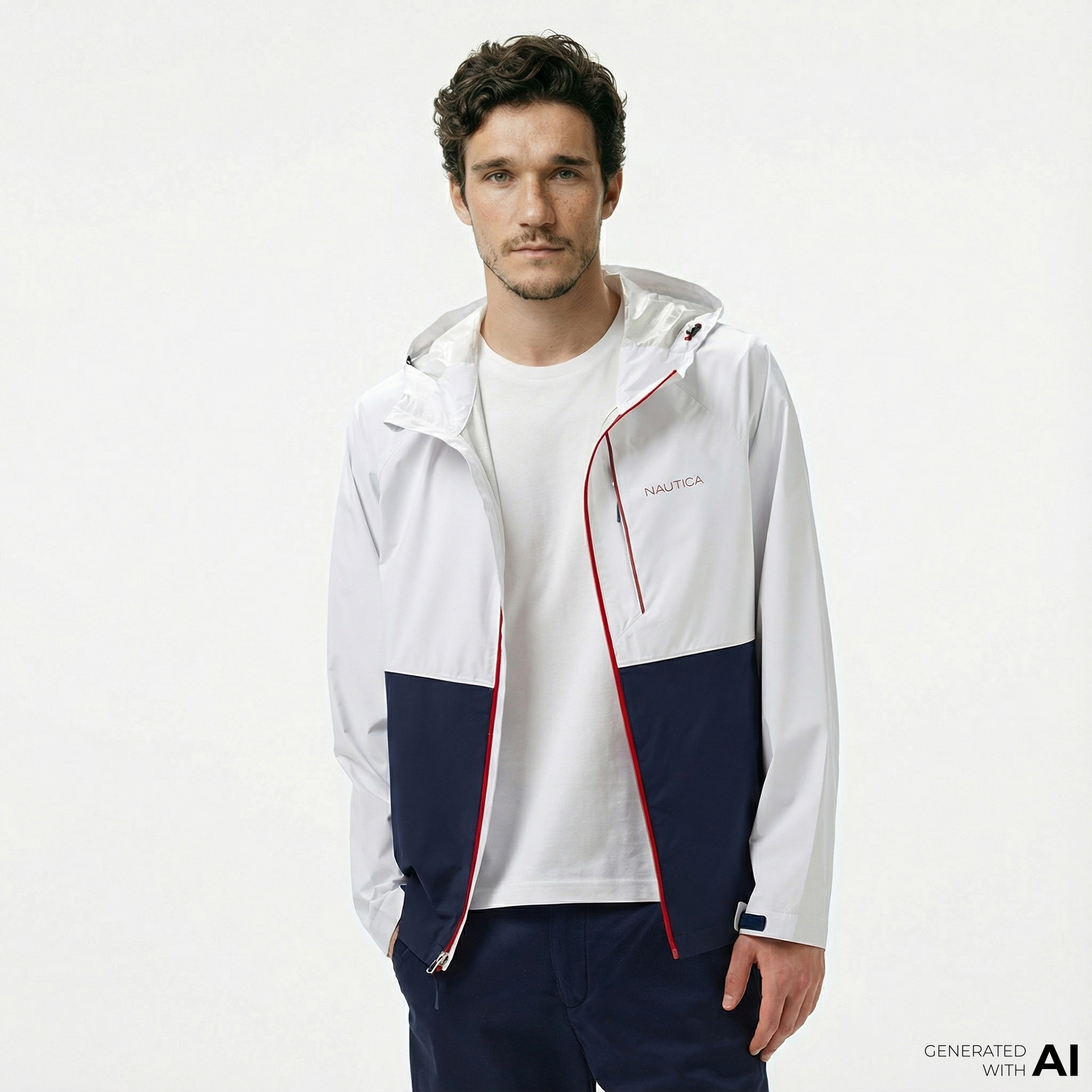  Nautica Erkek Beyaz Regular Fit Dik Yaka Mont