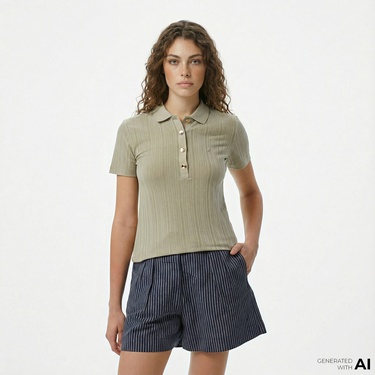  Nautica Kadın Yeşil Regular Fit Polo