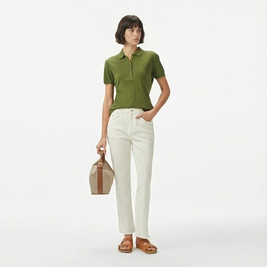  Nautica Kadın Yeşil Regular Fit Polo Yaka T-Shirt