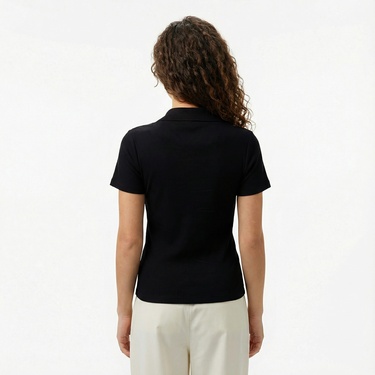  Nautica Kadın Siyah Slim Fit Polo Yaka T-Shirt