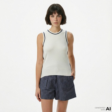  Nautica Kadın Beyaz Slim Fit Triko