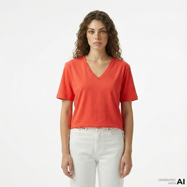  Nautica Kadın Kırmızı Regular Fit T-Shirt