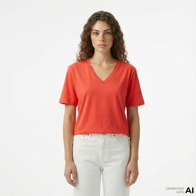  Nautica Kadın Kırmızı Regular Fit T-Shirt