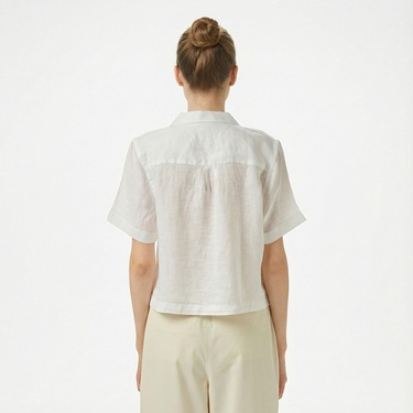  Nautica Kadın Beyaz Regular Fit Keten Gömlek