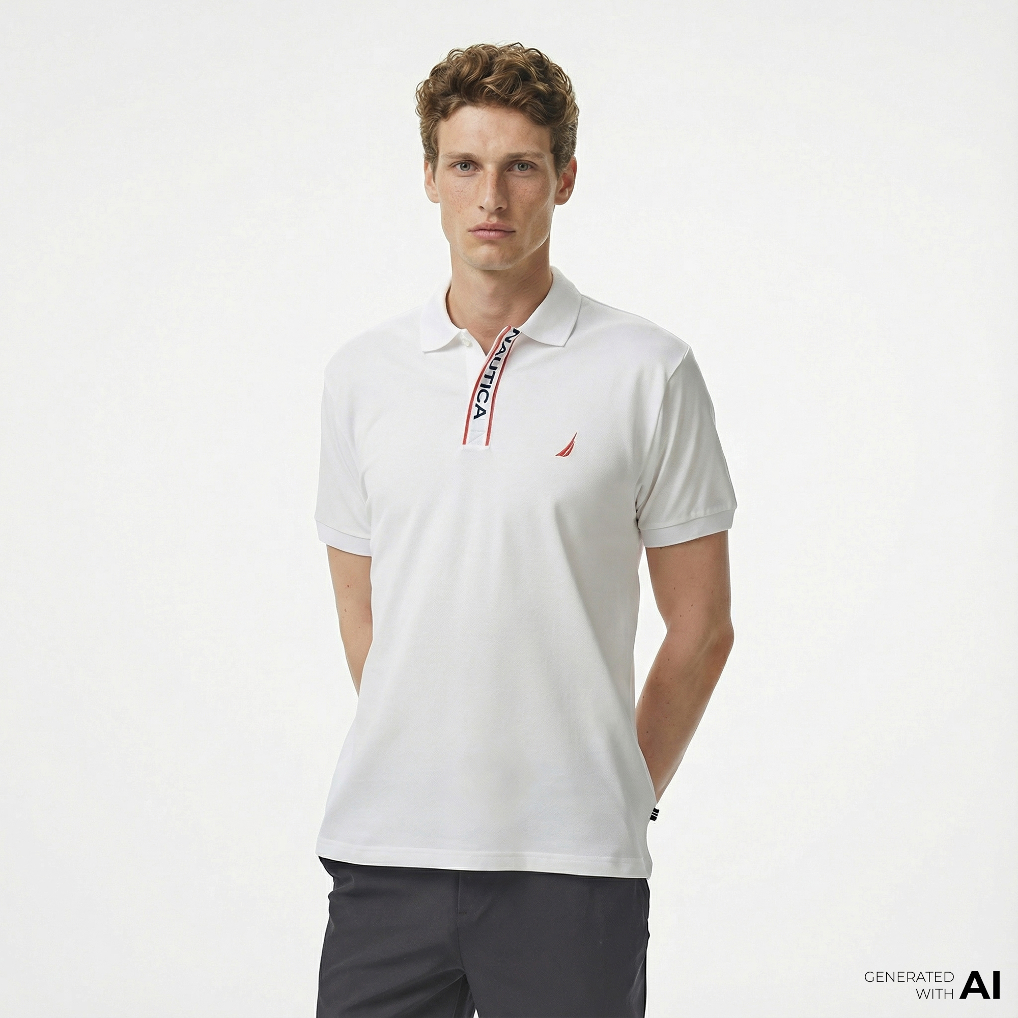  Nautica Erkek Beyaz Classic Fit Polo Yaka T-Shirt