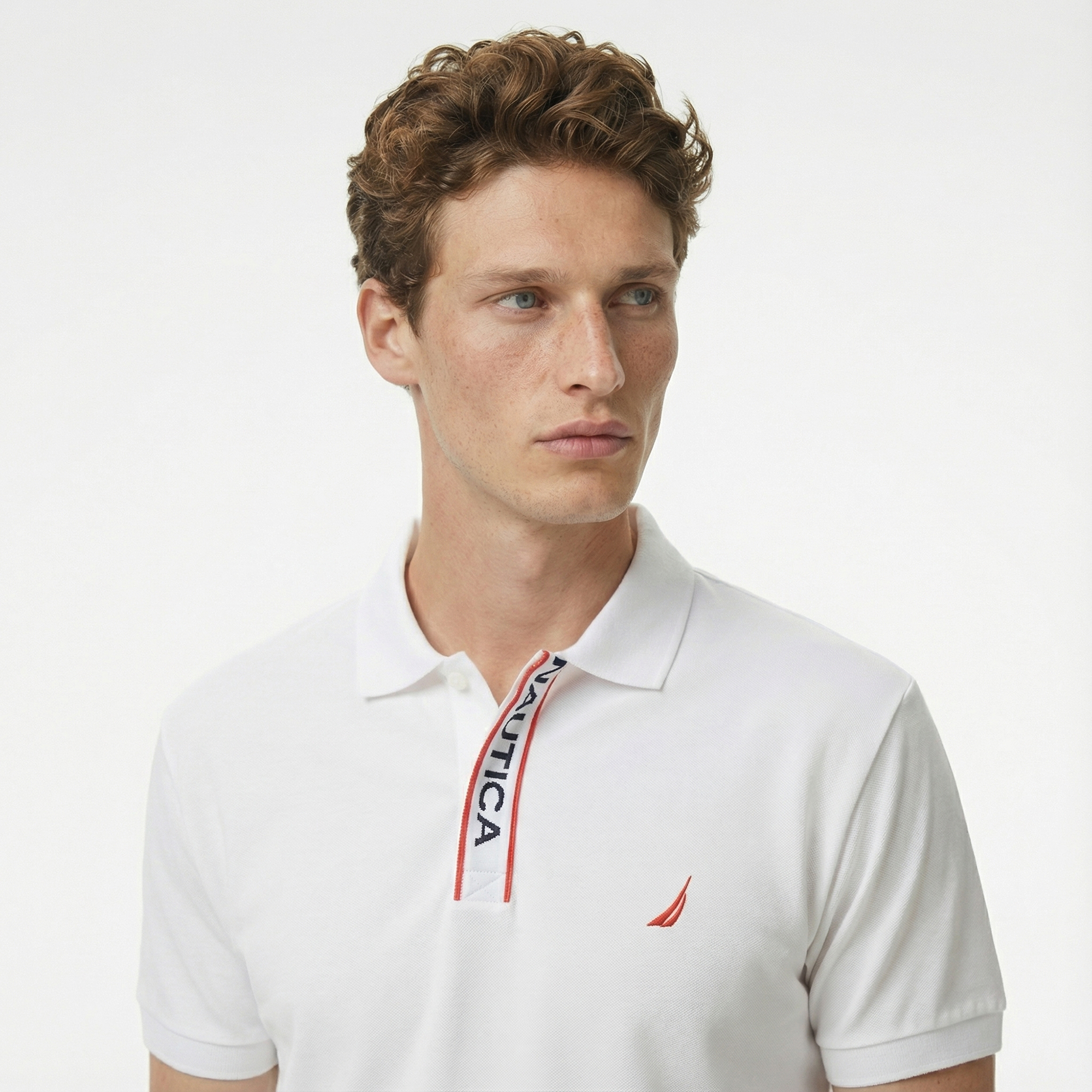  Nautica Erkek Beyaz Classic Fit Polo Yaka T-Shirt